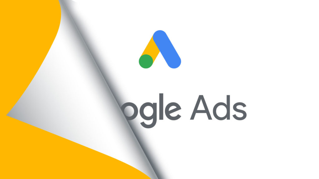 Google Ads logo being unveiled by a yellow cover