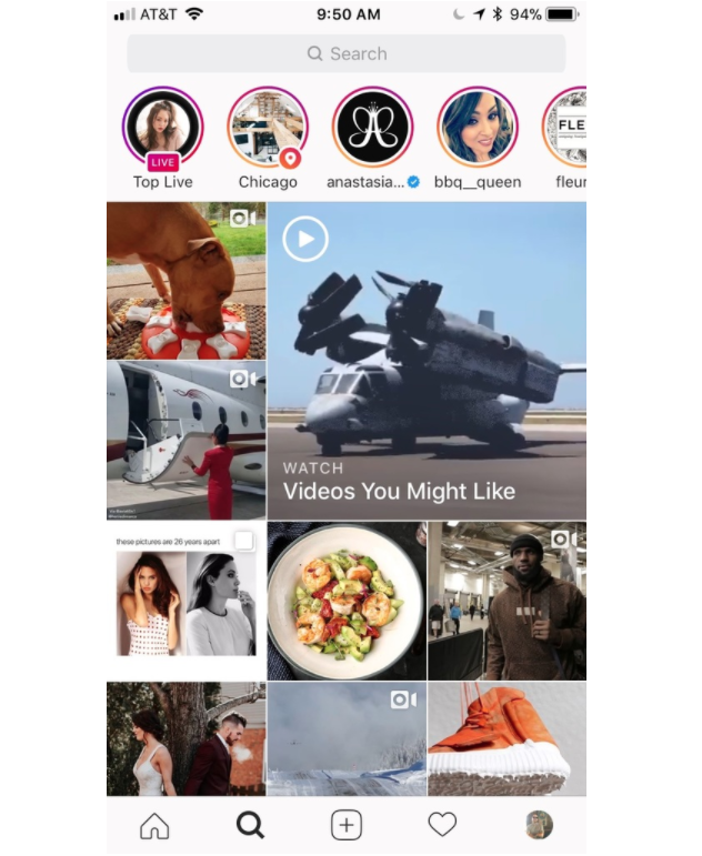 Image of the Explore page of Instagram