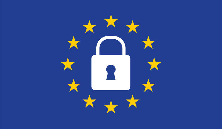 General Data Protection Regulation (GDPR) padlock on european union flag
